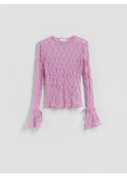 Reserved - Koronkowa bluzka z wiązaniami - fioletowy ze sklepu Reserved w kategorii Bluzki damskie - zdjęcie 187340011