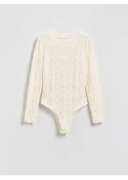Reserved - Koronkowe body z długimi rękawami - złamana biel ze sklepu Reserved w kategorii Bluzki damskie - zdjęcie 187340031
