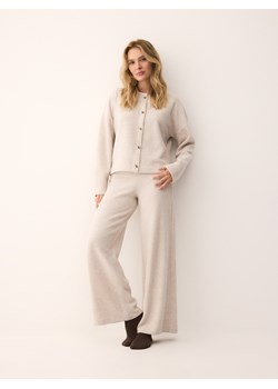Reserved - Szerokie spodnie - beżowy ze sklepu Reserved w kategorii Spodnie damskie - zdjęcie 187341314