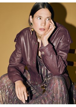 Reserved - Skórzana kurtka - mahoniowy ze sklepu Reserved w kategorii Kurtki damskie - zdjęcie 187341340