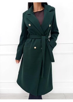 Zielony Płaszcz z Guzikami i Paskiem ze sklepu ModnaKiecka.pl w kategorii Płaszcze damskie - zdjęcie 187342060