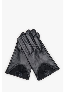 Estro: Czarne rękawiczki damskie ze skóry naturalnej ze sklepu Estro w kategorii Rękawiczki damskie - zdjęcie 187342393