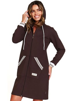 Doctor Nap dresowy szlafrok damski z kapturem SMZ.4508.BROWNIE, Kolor brązowy, Rozmiar S, Doctor Nap ze sklepu Primodo w kategorii Szlafroki damskie - zdjęcie 187343782