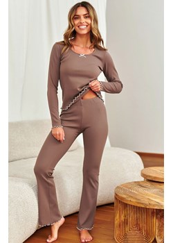 Doctor Nap prążkowana piżama damska PM.7304.MOCHA_MOUSSE, Kolor mokka, Rozmiar M, Doctor Nap ze sklepu Primodo w kategorii Piżamy damskie - zdjęcie 187343792