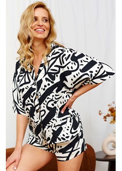 Doctor Nap dwuczęściowa piżama damska PM.7310.LA_PALMA, Kolor ecru-czarny, Rozmiar S, Doctor Nap ze sklepu Intymna w kategorii Piżamy damskie - zdjęcie 187344293