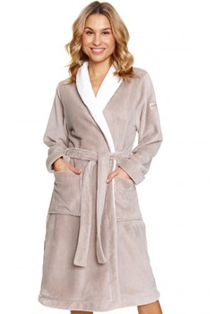 Doctor Nap długi szlafrok damski SWW.7182.BEIGE, Kolor beżowy, Rozmiar M, Doctor Nap ze sklepu Intymna w kategorii Szlafroki damskie - zdjęcie 187344304
