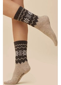 Wełniane skarpetki damskie beżowo-czekoladowe SW070, Kolor beżowo-czekoladowy, Rozmiar 35-38, Gabriella ze sklepu Intymna w kategorii Skarpetki damskie - zdjęcie 187344341