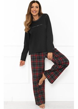 Piżama damska na długi rękaw i długie spodnie grafitowa Rozana, Kolor grafitowo-czerwony, Rozmiar S, Italian Fashion ze sklepu Intymna w kategorii Piżamy damskie - zdjęcie 187344362