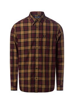 Fred Perry Męska koszula casual - tartan twill Mężczyźni Regular Fit Bawełna bordowy w kratkę ze sklepu vangraaf w kategorii Koszule męskie - zdjęcie 187346423