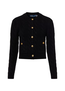 Polo Ralph Lauren Wełniany kardigan damski z zawartością kaszmiru Kobiety Wełna czarny jednolity ze sklepu vangraaf w kategorii Swetry damskie - zdjęcie 187346431