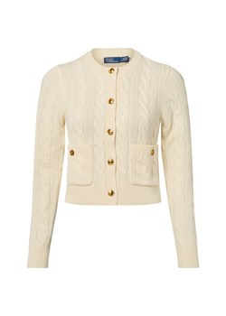 Polo Ralph Lauren Wełniany kardigan damski z zawartością kaszmiru Kobiety Wełna écru jednolity ze sklepu vangraaf w kategorii Swetry damskie - zdjęcie 187346432