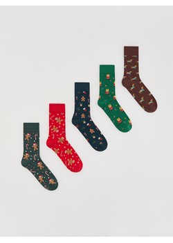 Reserved - 5 pack świątecznych skarpet - czerwony ze sklepu Reserved w kategorii Skarpetki męskie - zdjęcie 187347261