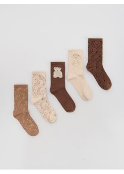 Reserved - Wzorzyste skarpetki 5 pack - brązowy ze sklepu Reserved w kategorii Skarpetki damskie - zdjęcie 187347533
