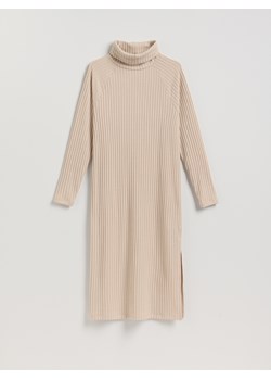 Reserved - Dzianinowa sukienka z golfem - kremowy ze sklepu Reserved w kategorii Sukienki - zdjęcie 187347722