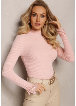 Jasnoróżowy Wełniany Golf z Elastycznej Dzianiny Starbana ze sklepu renee.pl w kategorii Swetry damskie - zdjęcie 187347854