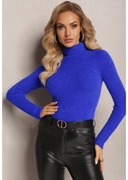 Granatowy Golf Wełniany Prążkowany Detova ze sklepu renee.pl w kategorii Swetry damskie - zdjęcie 187347864