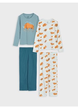 Sinsay - Bawełniana piżama dwuczęściowa z nadrukiem 2 pack - niebieski ze sklepu Sinsay w kategorii Piżamy dziecięce - zdjęcie 187348333
