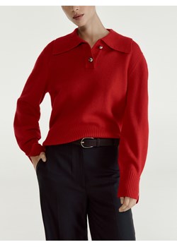 Reserved - Wełniany sweter z kołnierzem - czerwony ze sklepu Reserved w kategorii Swetry damskie - zdjęcie 187349414