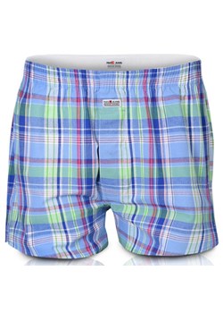 Luźne Męskie Bokserki, Bawełniane - Pako Jeans - Niebieskie w Kratkę MAJBPJNSLUZNE95 ze sklepu JegoSzafa.pl w kategorii Majtki męskie - zdjęcie 187349571