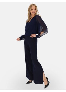 Eleganckie granatowe spodnie damskie Potis & Verso Arina ze sklepu Eye For Fashion w kategorii Spodnie damskie - zdjęcie 187351302