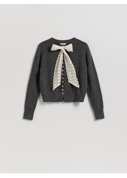 Reserved - Kardigan z wiązaniem - ciemnoszary ze sklepu Reserved w kategorii Swetry damskie - zdjęcie 187351590