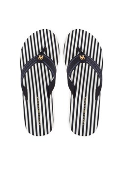Japonki Tommy Hilfiger Th Stripes Wedge Beach Sandal FW0FW08521 Niebieski ze sklepu eobuwie.pl w kategorii Klapki damskie - zdjęcie 187352222