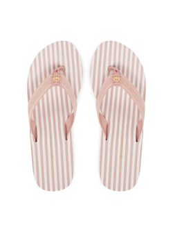 Japonki Tommy Hilfiger Th Stripes Wedge Beach Sandal FW0FW08521 Różowy ze sklepu eobuwie.pl w kategorii Klapki damskie - zdjęcie 187352250