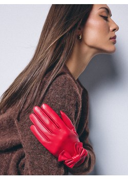 Mohito - Skórzane czerwone rękawiczki - czerwony ze sklepu Mohito w kategorii Rękawiczki damskie - zdjęcie 187353221