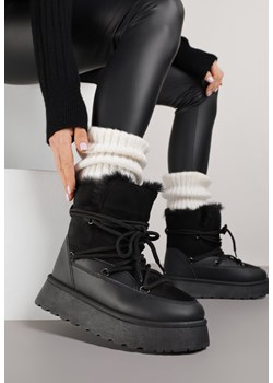 Czarne Śniegowce na Grubej Podeszwie z Futerkiem Alwedra ze sklepu born2be.pl w kategorii Śniegowce damskie - zdjęcie 187353252
