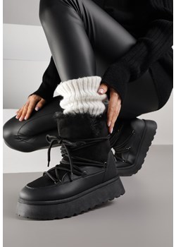 Czarne Śniegowce na Platformie Ozdobione Futerkiem Anwedea ze sklepu renee.pl w kategorii Śniegowce damskie - zdjęcie 187353271