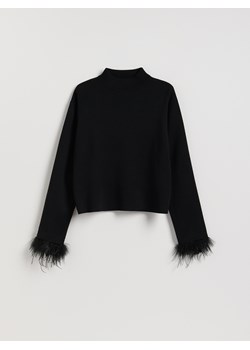 Reserved - Sweter z piórami - czarny ze sklepu Reserved w kategorii Swetry damskie - zdjęcie 187353380
