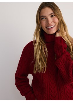 Reserved - Wełniany golf o warkoczowym splocie - czerwony ze sklepu Reserved w kategorii Swetry męskie - zdjęcie 187353424