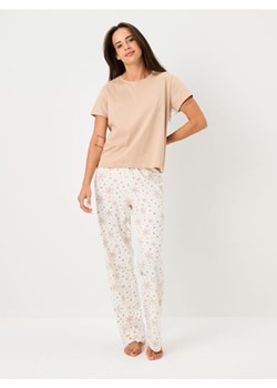 Sinsay - Bawełniana piżama dwuczęściowa z motywem świątecznym - beżowy ze sklepu Sinsay w kategorii Piżamy damskie - zdjęcie 187353871