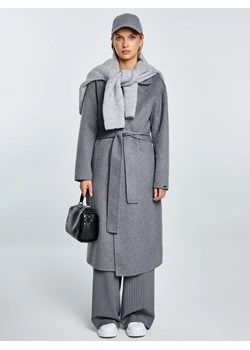 Płaszcz damski wełniany wiązany szary Oshana 903 ze sklepu Big Star w kategorii Płaszcze damskie - zdjęcie 187354553
