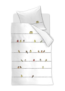 Beddinghouse Komplet pościeli flanelowej &quot;Tweet&quot; w kolorze białym ze wzorem ze sklepu Limango Polska w kategorii Pościele - zdjęcie 187355324