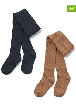 Wheat Wełniane rajstopy (2 pary) w kolorze granatowym i jasnobrązowym ze sklepu Limango Polska w kategorii Rajstopy dziecięce - zdjęcie 187356772