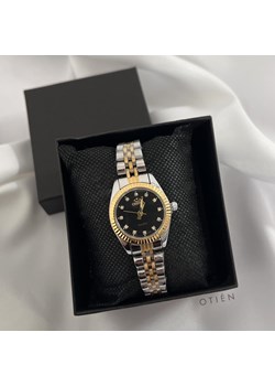 Zegarek damski złoto srebrny bransoleta z czarną tarczą ze stali chirurgicznej ze sklepu otien.com w kategorii Bransoletki - zdjęcie 187357283