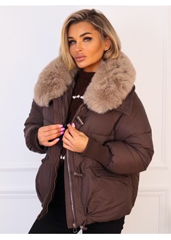 KURTKA OVERSIZE Z FUTERKIEM- CZEKOLADOWA ze sklepu olika.com.pl w kategorii Kurtki damskie - zdjęcie 187357360