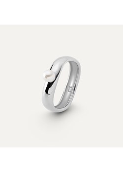 Pierścionek fala z perłą, srebro 925 w pokryciu platyną - rozmiar 19 ze sklepu GIORRE w kategorii Pierścionki - zdjęcie 187357594