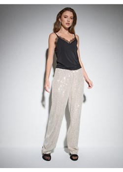 Sinsay - Spodnie wide leg z połyskującymi cekinami - srebrny ze sklepu Sinsay w kategorii Spodnie damskie - zdjęcie 187358983