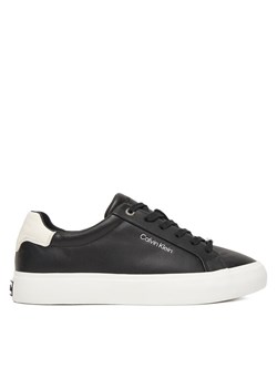 Calvin Klein Sneakersy Vulc Lace Up Lth/Moire Bt HW0HW02747 Czarny ze sklepu MODIVO w kategorii Buty sportowe damskie - zdjęcie 187359481