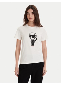 KARL LAGERFELD T-Shirt A1W17126 Écru Regular Fit ze sklepu MODIVO w kategorii Bluzki damskie - zdjęcie 187359534
