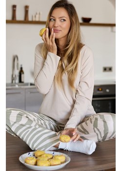 Mefemi długa piżama damska Selene, Kolor beżowo-oliwkowy, Rozmiar S, Mefemi ze sklepu Primodo w kategorii Piżamy damskie - zdjęcie 187360783