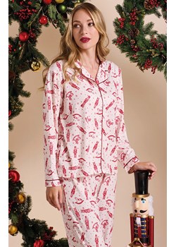 Świąteczna piżama damska z woreczkiem prezentowym czerwona ALISEE, Kolor ecru-czerwony, Rozmiar L, Sorbetto ze sklepu Primodo w kategorii Piżamy damskie - zdjęcie 187360812