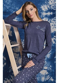 Długa piżama damska w gwiazdki granatowa DENISA, Kolor granatowy-wzór, Rozmiar L, Sorbetto ze sklepu Primodo w kategorii Piżamy damskie - zdjęcie 187360822