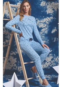 Długa piżama damska w gwiazdki niebieska DENISA, Kolor niebieski-wzór, Rozmiar L, Sorbetto ze sklepu Primodo w kategorii Piżamy damskie - zdjęcie 187360824
