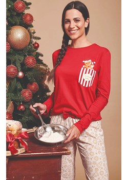 Świąteczna piżama damska w pierniczki czerwona GRETEL, Kolor czerwony-wzór, Rozmiar L, Sorbetto ze sklepu Primodo w kategorii Piżamy damskie - zdjęcie 187360833