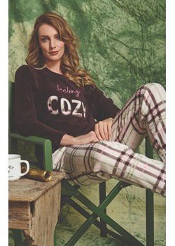 Polarowa piżama damska z napisem brązowa LILIANA, Kolor brązowo-ecru, Rozmiar L, Sorbetto ze sklepu Primodo w kategorii Piżamy damskie - zdjęcie 187360841