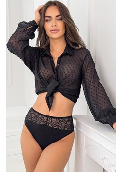 Donna czarne figi damskie z wysokim stanem z koronką 244, Kolor czarny, Rozmiar S, Donna ze sklepu Intymna w kategorii Majtki damskie - zdjęcie 187361243