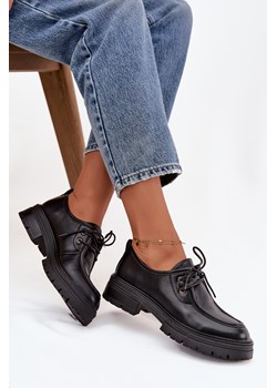 Damskie Eko Skórzane Półbuty Czarne Adrelle ze sklepu ZAZOO w kategorii Półbuty damskie - zdjęcie 187363174